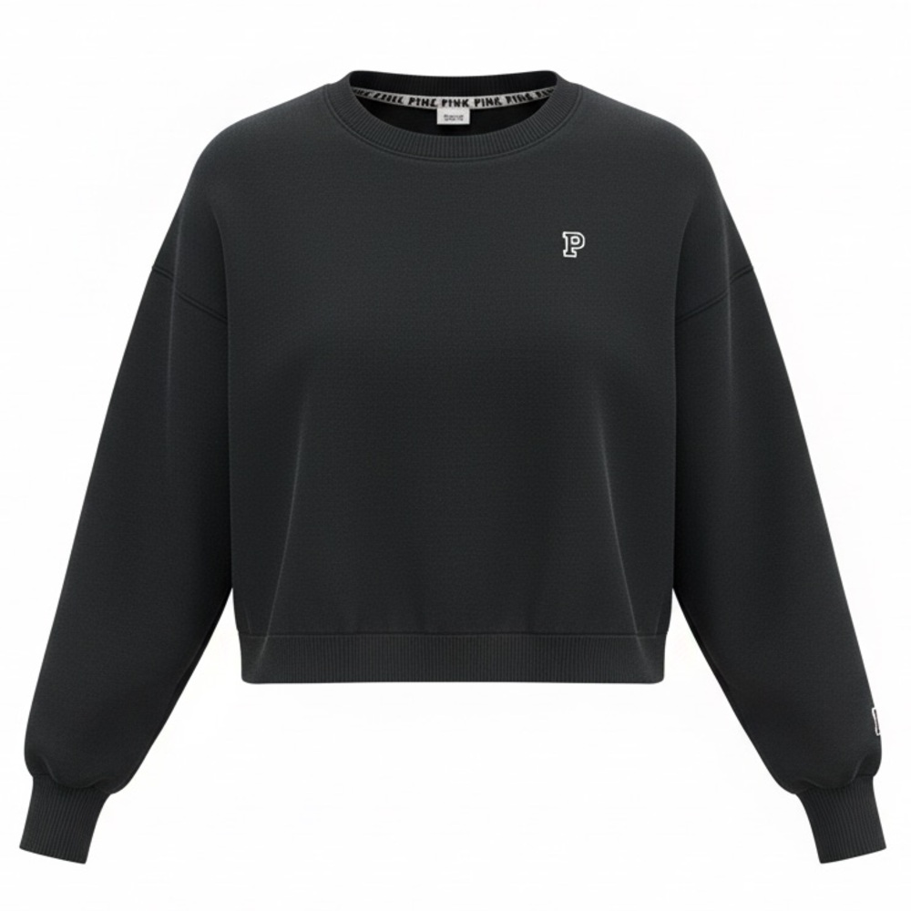 Victoria's Secret PINK Black Crewneck cropped sweater